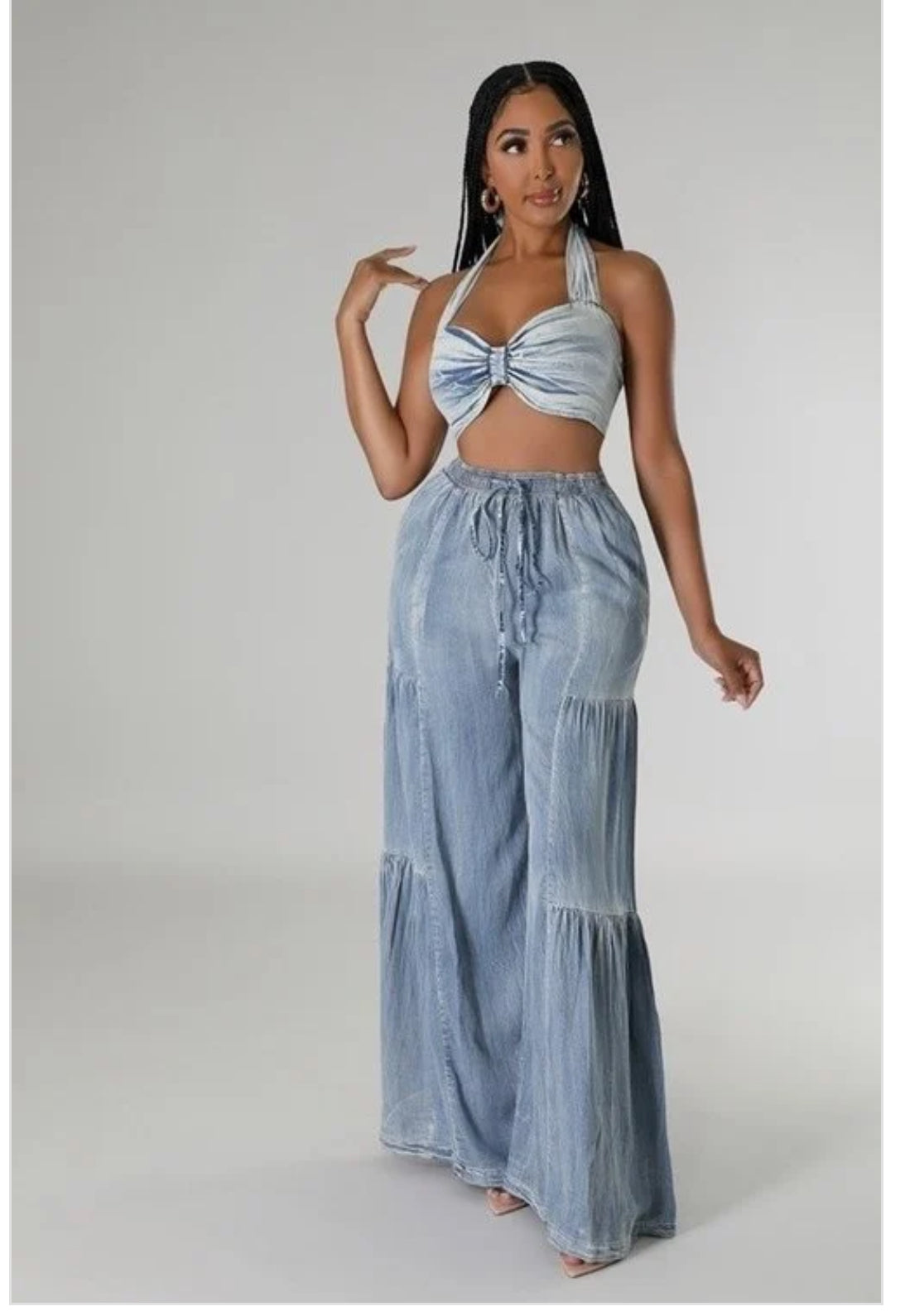 2pc Wide Leg Pants Set