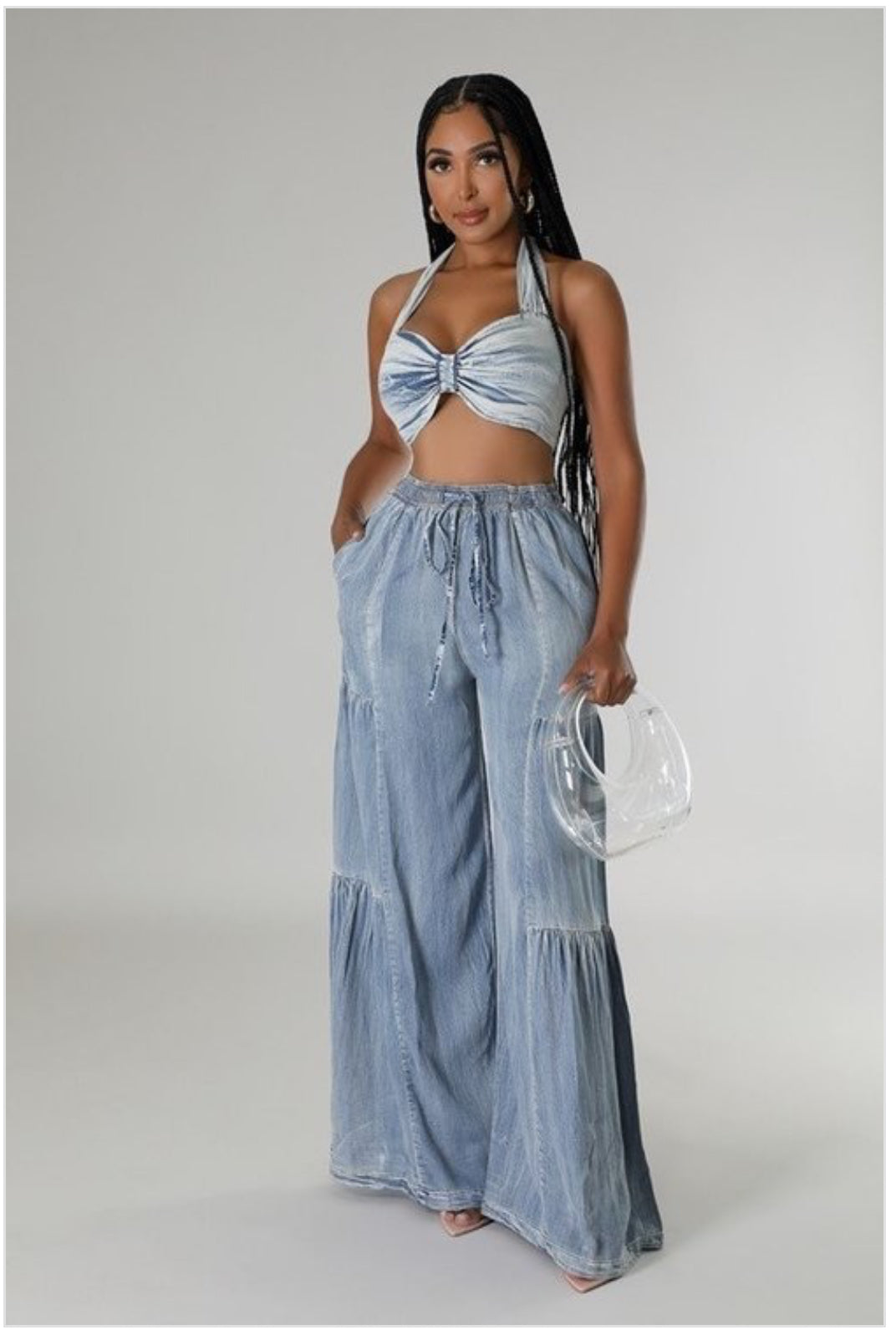 2pc Wide Leg Pants Set