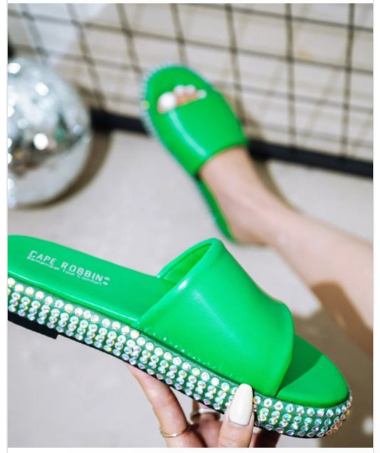 Rhinestone Thick Heel Sandals