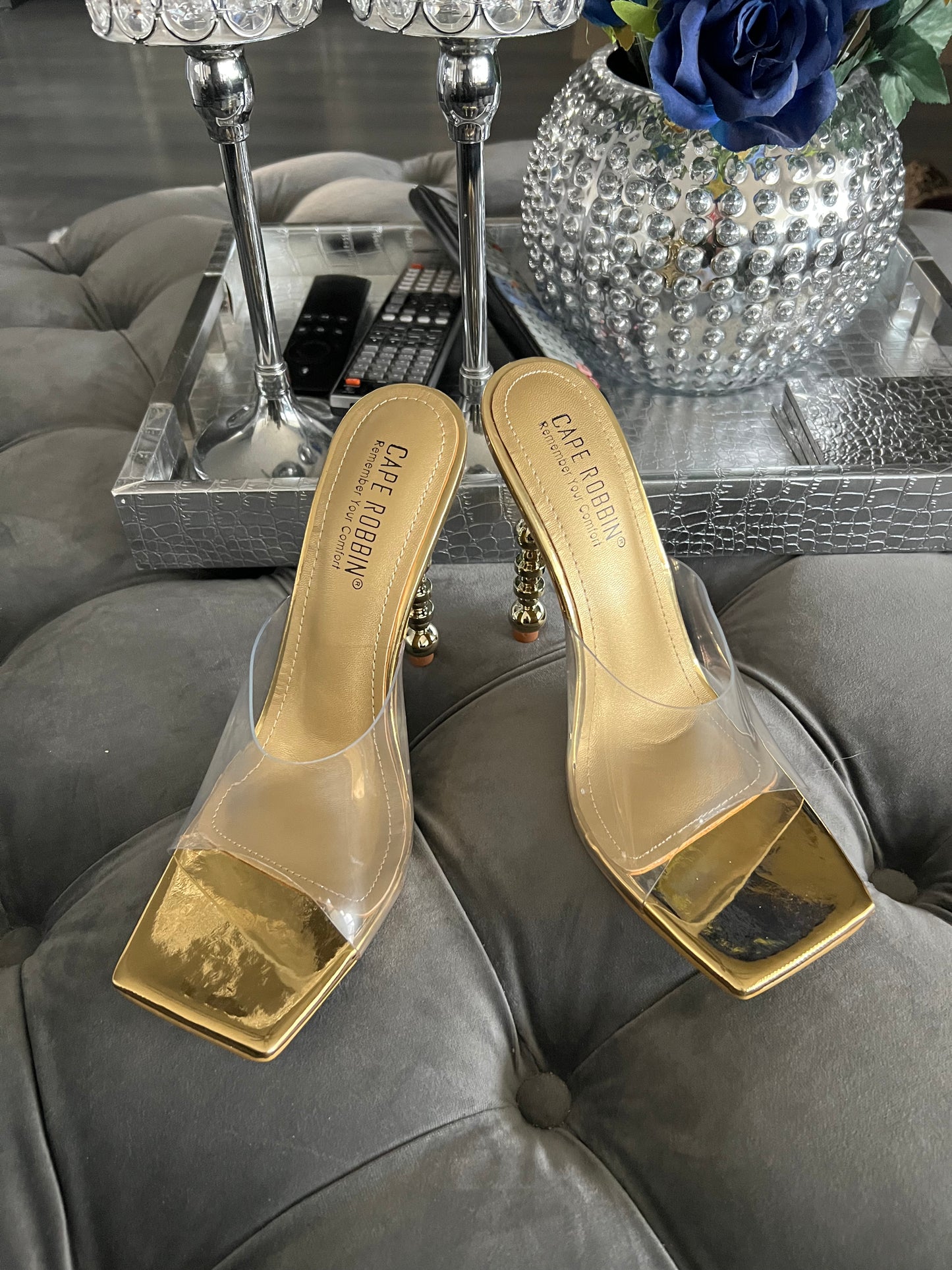 Gold Clear Sandals